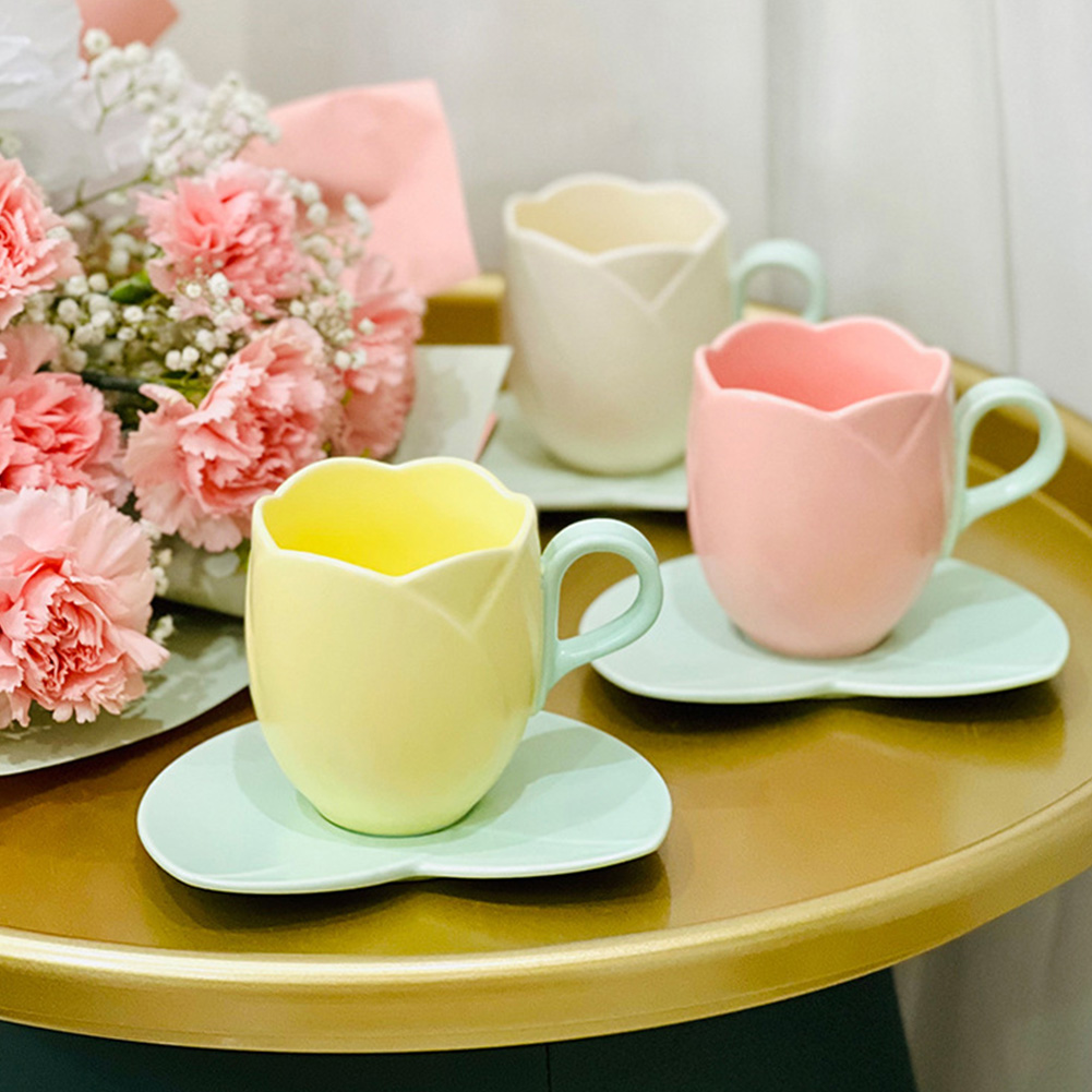 Coffee Tea Love - Tasse à café tulipe avec soucoupe