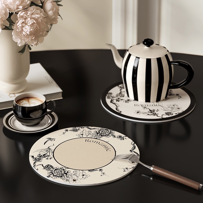 T And Tea Coffee - Napperon rond en cuir pour dessous