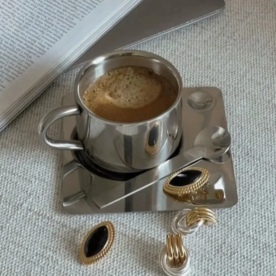 Espresso Cup Saucer - Ensemble de tasses nordiques minimalistes, acier