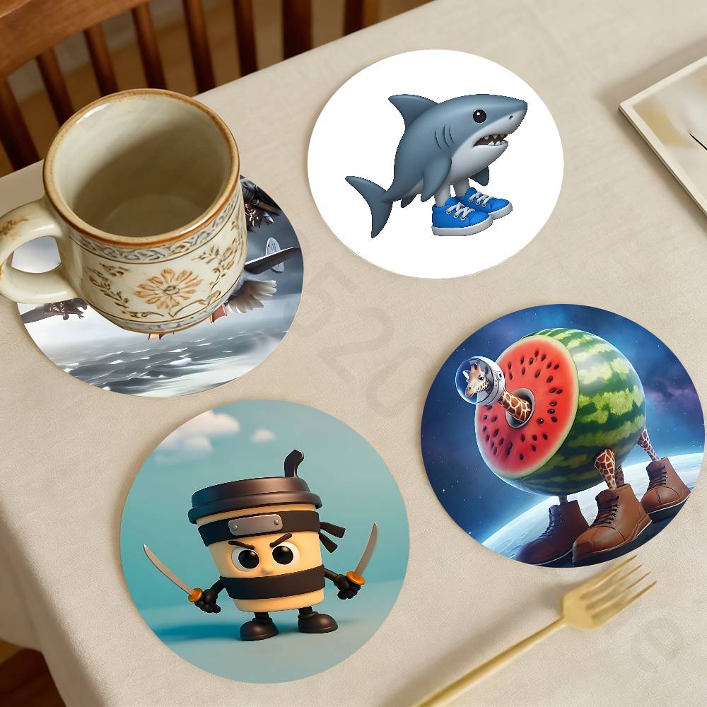 T And Tea Coffee - Sous-verre en bois Art B-Brainrot T-Tralalero