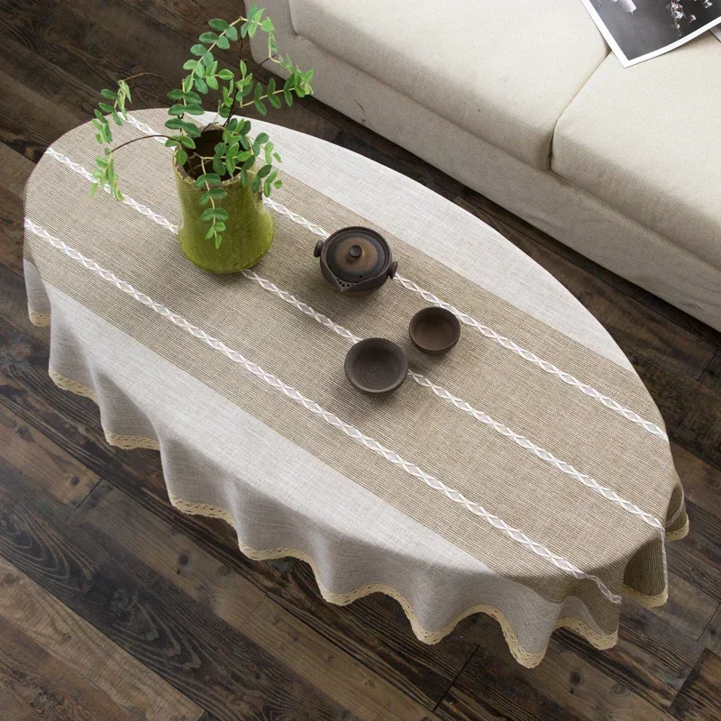 Coffee Tea Knits - Nappe ovale en coton et lin,