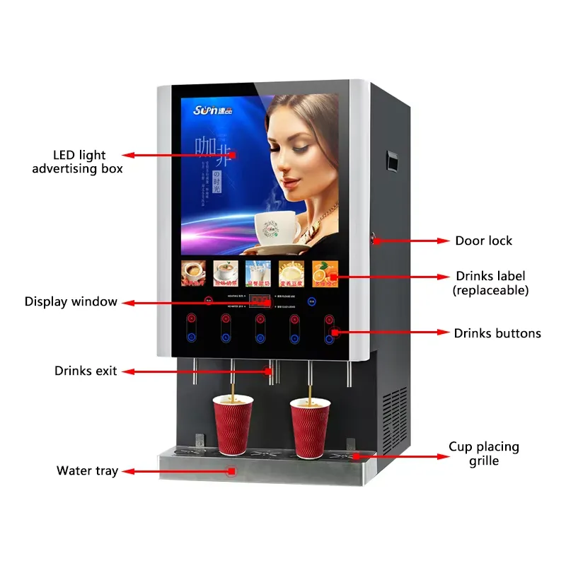 Machine à café glacé commercia - Coffee Tea Vending Machine For Office avis et prix