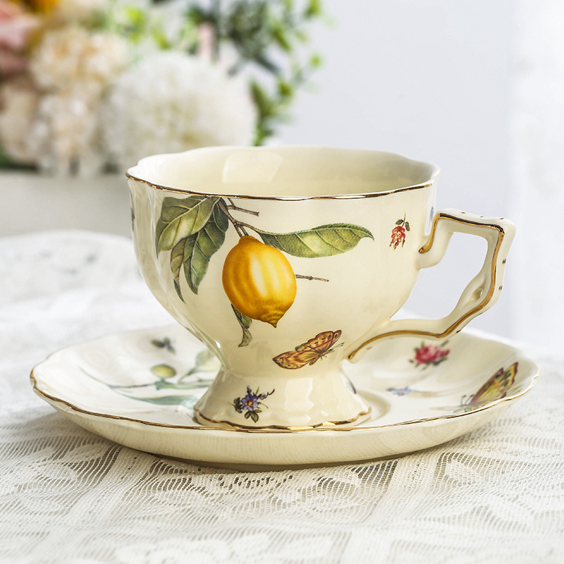 Théière au citron Vintage, ens - Espresso Cup Saucer avis et prix